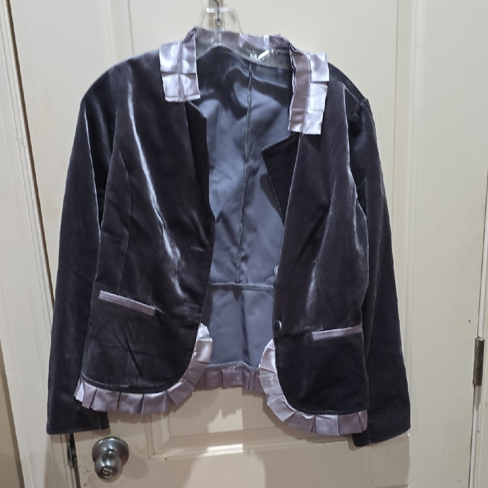 Elegant Gray Velvet Women's Jacket